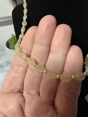 Vintage Opaline Glass Bead Necklace Heart Toggle Clasp 18” Lot# 1388