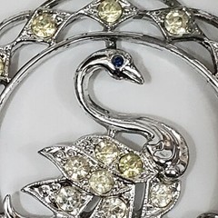 Sarah Coventry 1970s Swan Lake Pendant with Aurora Borealis Crystals