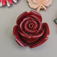 Vintage Flower Pendant Lot of 6 Red Peach Celluloid Acrylic Resin