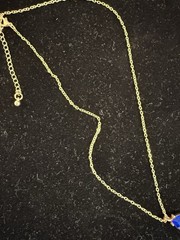 2 Pc Set Blue Gold Tone Fashion Jewelry Set Necklace Bracelet Set.