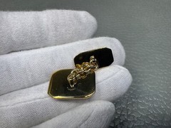Enamel Metallic Sunburst Cantaloupe Color Yellow Gold Plated Cuff Links