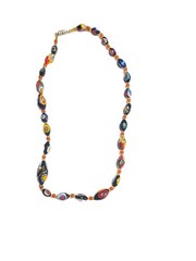 Vintage Venetian Millefiori Glass Bead Necklace – Multicolor 10”L Avantgarde