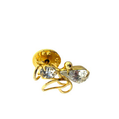 Vintage Gold Tone Angel Figure Lapel Pin Clear Crystal Accent 1 Inch
