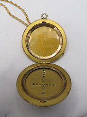 Vintage B&B 14k GF Yellow Gold Filled Chain Necklace Large CZ Cross Locket #408