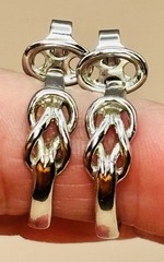 Trifari Earrings Clip On Silver Tone Love Knot Hoops