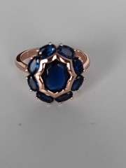 Vintage 1990-s 14 Ct Rolled Gold Sapphire Ring Size UK Q US 8- Hallmarked