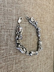 1989 Carol Felley 7.5″ Sterling Silver Cat Bracelet Southwest Designer Vintage