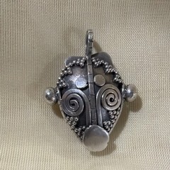 Silver Asymmetrical Pendant Charm for Unisex Adults Fashion Jewelry Tribal Mask