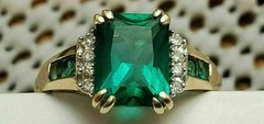 Vintage Art Deco Style 4.45 Ct Lab Created Emerald Wedding 14K Gold Finish Ring