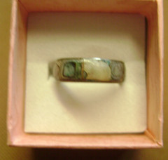 VINTAGE .925 STERLING SILVER HECHO MEXICO ABALONE SIZE 7 RING UNISEX BAND