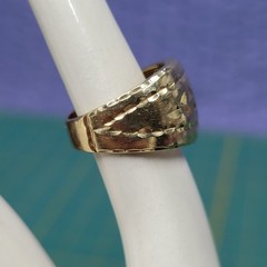 VTG 14k Solid Yellow Gold Star MCM Pattern Cut Wide Band Ring 5.9g Size 5.5