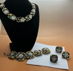 RETRO 4 Piece SET! Vintage ALICE Mulit Color Bracelet Earrings Necklace Ring!!