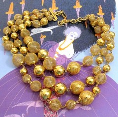 VTG Runway Luxe Multistrand GP Mesh Caged Bead MONET Weighty Necklace 170g