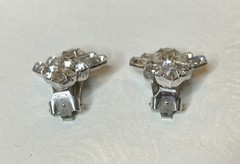 Weiss Crystal Cluster Silver-Tone Clip-On Earrings Diamond Ice Baguette Round