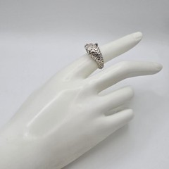 Vintage Adjustable 925 Sterling Silver Leopard Cheetah Big Cat Wrap Ring sz 7.5