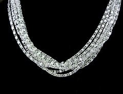 Sarah Coventry SILVERY CASCADE Multi 8 Strand NECKLACE Vintage Silvertone 16″