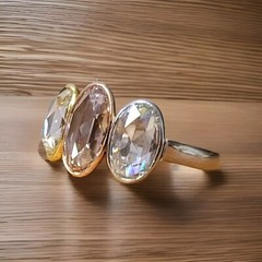 Vintage Platinum 18k Gold Engagement Ring 3.48CT.Natural Oval Rose Cut Diamond