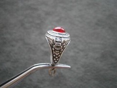 United States Army Ring with Red Stone Vintage Sterling Silver Charm Pendant 5g