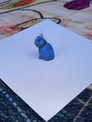 Antique, Vintage Czech Blue Pug, Bulldog Cracker Jack Glass Charm, Prize, 1″