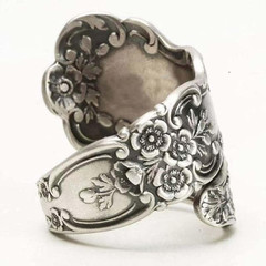 925 Sterling Silver Oxidized Spoon Ring Adjustable Vintage Jewelry for Women