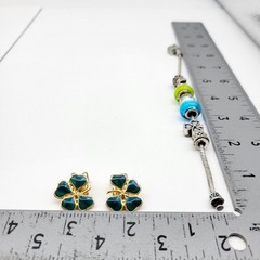 Fun Vintage Shamrock Lucky Clover Jewelry Lot Charm Bracelet Clip Earrings