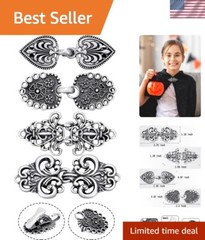 Elegant Vintage Sweater Clip Set – 4 Retro Shawl Collar Fasteners in Zinc Alloy