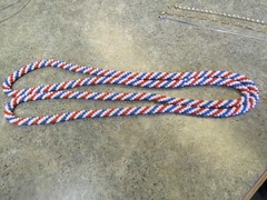 Vintage Patriotic Red White & Blue Glass Bead Necklace Extra Long 46″