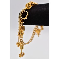 Vintage 12 Days of Christmas Charm Bracelet Gold Tone Chain Holiday 1980s BinD