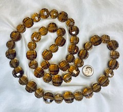 Vintage Art Deco Golden Brown Czech Large Crystal Glass Bead Strand Necklace 30″