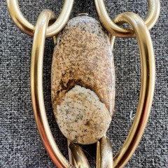 Vtg Jeff Lieb Wearable Art Choker Necklace Gold Tone Natural Stone W Crystals