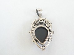 Large Sterling Silver 925 Natural Onyx Gemstone Chunky Statement Pendant