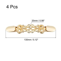 4pcs Retro Zinc Alloy Sweater Dress Clips Cardigan Collar Clips Gold