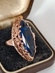 Vintage 1990-s 14 Ct Rolled Gold Sapphire Ring Size UK R.5 US 8 3/4 Hallmarked!