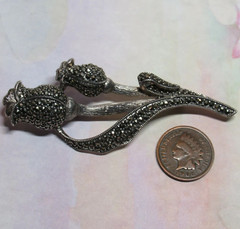 Sterling Silver Marcasite Tulip Leaf Flower Pin Hypoallergenic Nickel Free 14.5g