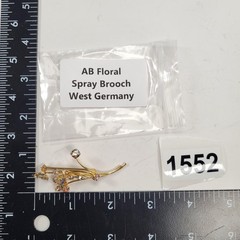 Vintage AB Rhinestone Floral Spray Brooch Pin Gold Tone West Germany Jewelry