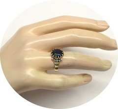 Gorgeous BLACK OPAL – Natural Multi Color – 14k c1940s Vintage Yellow Gold Mtg
