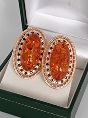 Vintage 1990-s 14 Ct Rolled Gold Large Amber Earrings-Hallmarked 585 RG