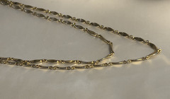 Vintage Gold Tone Twisted Bar Link Chain Necklace – 40” Layerable Length