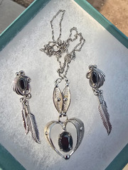 Vintage Sorrento Sterling Silver Black Hematite Bracelet Necklace Earrings