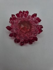 Vintage West Germany Beaded Acrylic Brooch & Earrings Pink