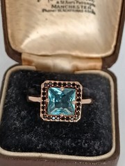 Vintage 1990-s 14 Ct Rolled Gold Aquamarine Ring Size UK P US 7.5 Hallmarked!