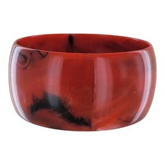 Made in Italy Red Black Wide Marbled Bangle Bracelet Ladies Standard Size
