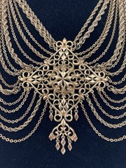 Vintage 1969 Monet Festoon Necklace Gold Tone Statement Piece Rare Excellent