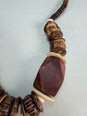 Tribal Wood Bead Necklace Coconut Shell Artisan Boho Statement