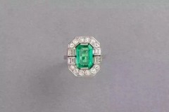 Share 5.85Ct Art Deco Style Lab Created Emerald & Diamond Anniversary 925 Silver