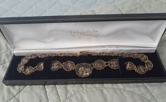 Vintage Amita Japanese Damascene Choker Necklace Gold inlay 17”