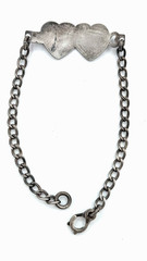 Vintage Sterling Silver Sweetheart ID Bracelet Double Heart HN Monogram
