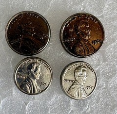 2 Pairs Vintage Lincoln Penny Coin Earrings Pierced Copper & Zinc 1960s–Modern