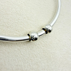 Vintage Sterling Silver Ball Stopper Slide On Bead Charms 2 Total for Bracelet