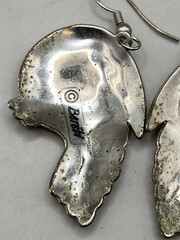 Vtg Edgar Berebi Silvertone Blue Green Enameled Toucan Dangle Pierced Earrings